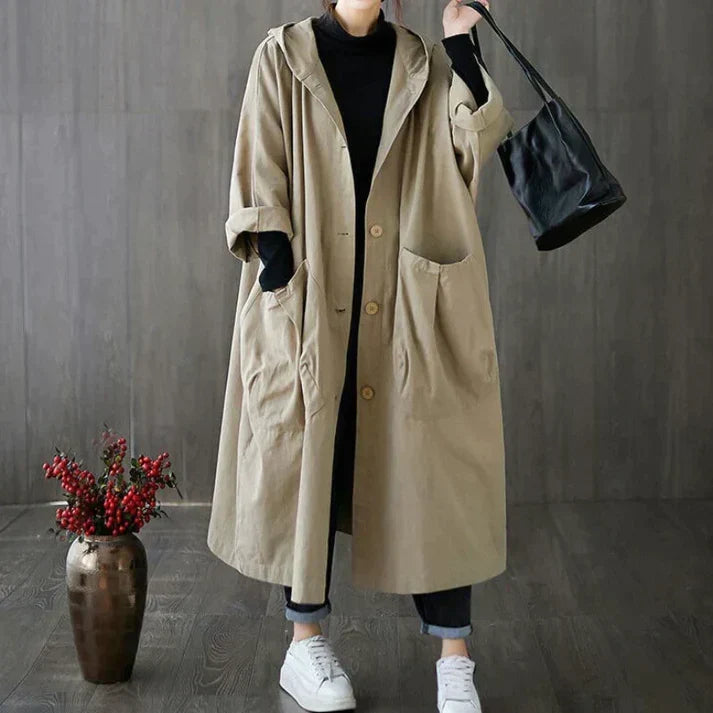 Trench clásico oversize para mujer con cinturón