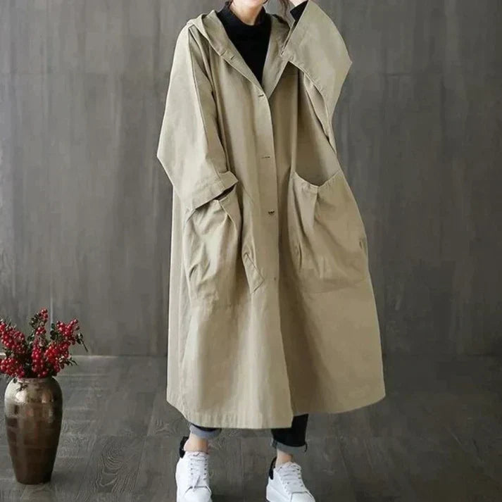 Trench clásico oversize para mujer con cinturón