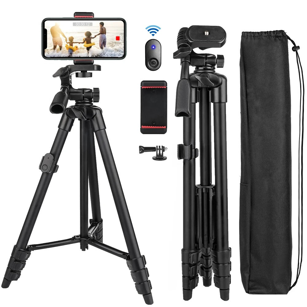 Trípode telescópico para teléfono con mando a distancia Bluetooth: palo selfie y soporte universal