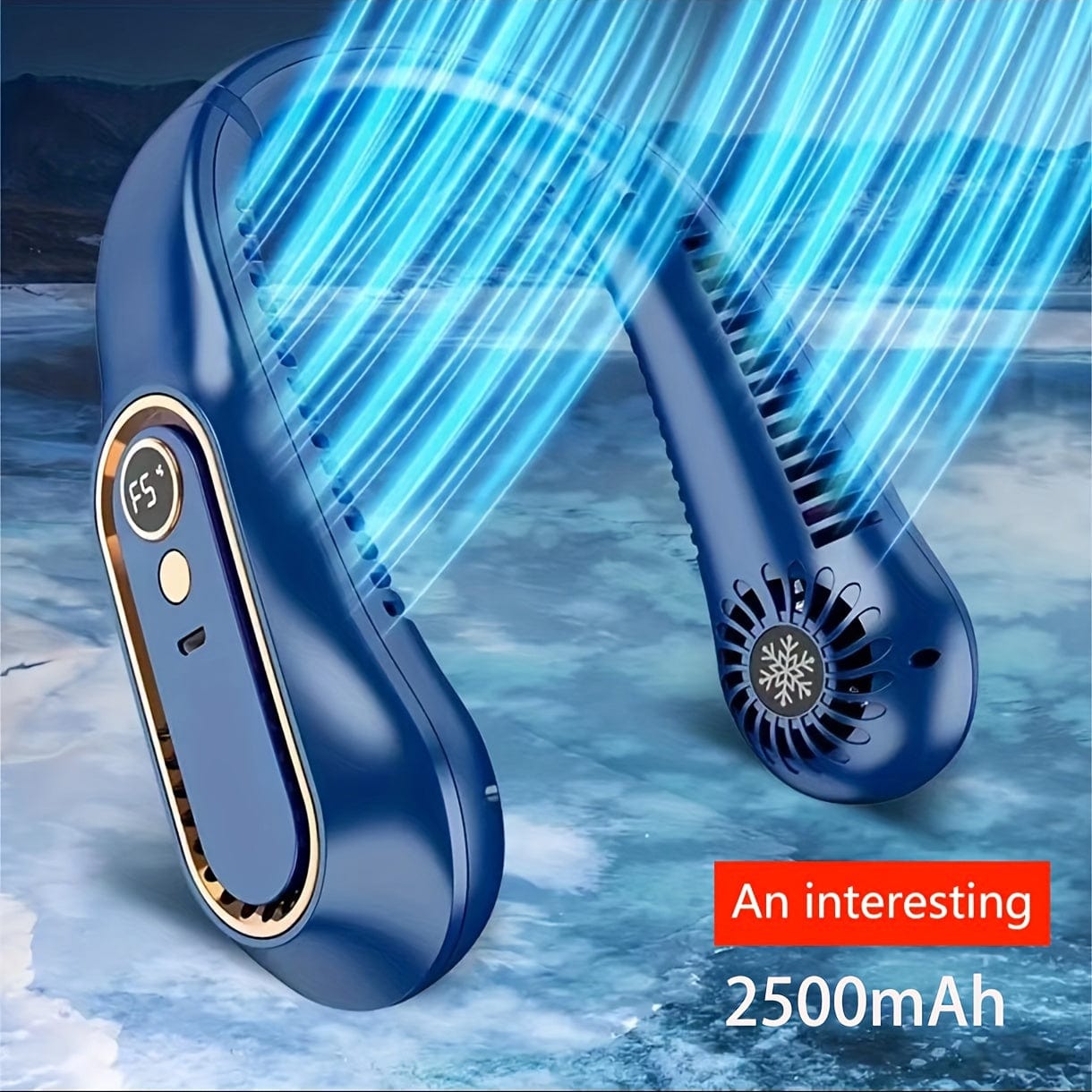 Ventilador de cuello portátil sin aspas con carga USB, 5 velocidades y pantalla digital – Enfriador potente con diseño sin hélice para exteriores