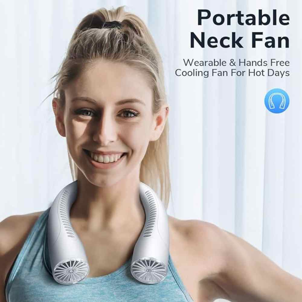 Ventilador de cuello portátil sin aspas para un enfriamiento silencioso y manos libres