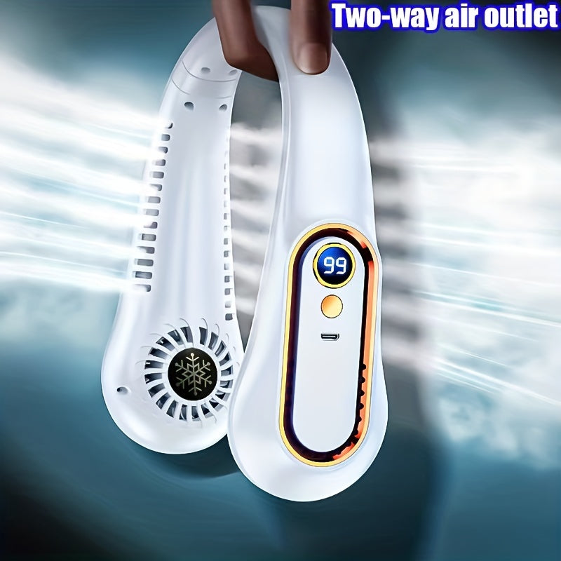 Ventilador de cuello sin aspas recargable por USB con 5 velocidades y pantalla digital