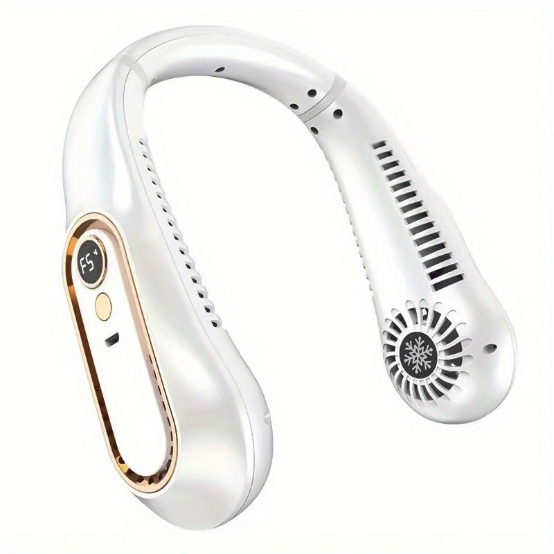Ventilador de cuello sin aspas recargable por USB con 5 velocidades y pantalla digital