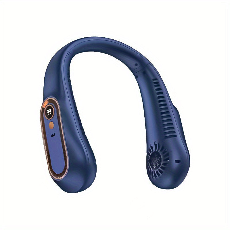 Ventilador de cuello sin aspas recargable por USB con 5 velocidades y pantalla digital