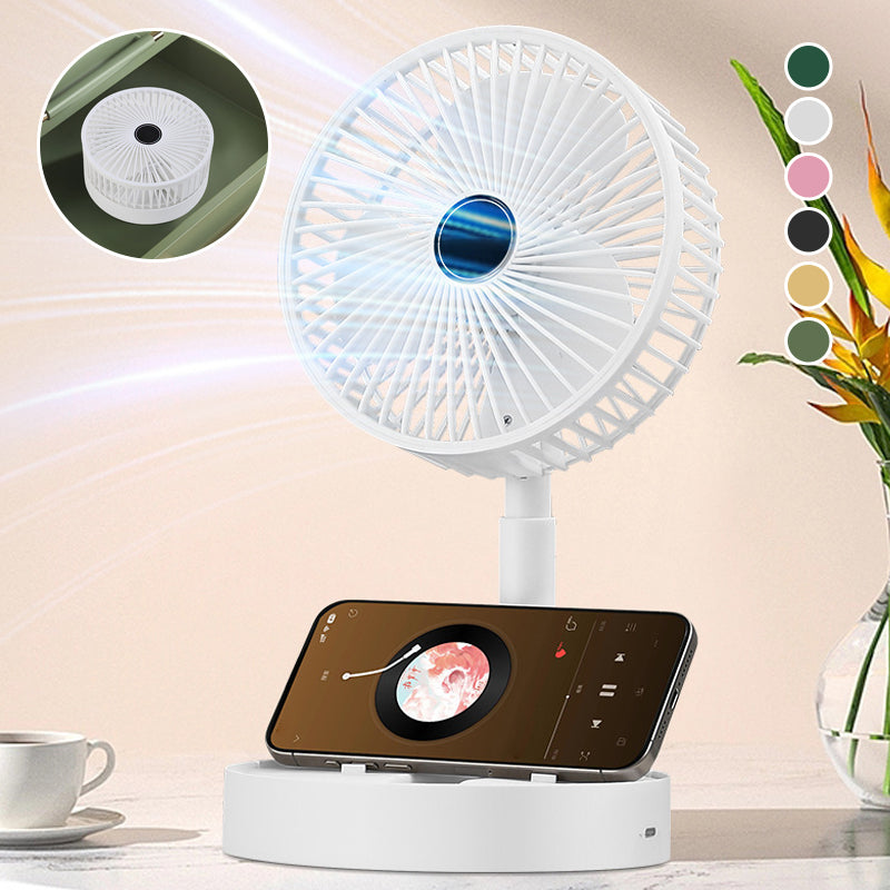 Ventilador de mesa con diseño telescópico, portátil y silencioso