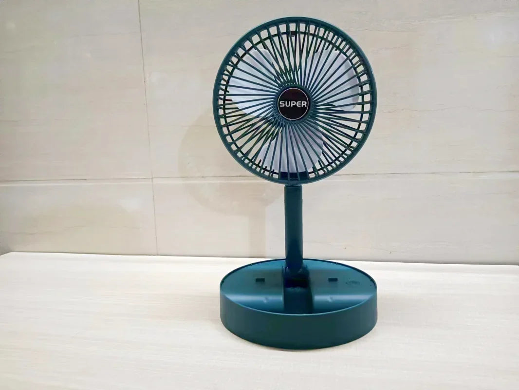 Ventilador de pie portátil de 6 pulgadas | Plegable, telescópico y USB | Batería recargable | 3 velocidades, ultra silencioso y de altura ajustable