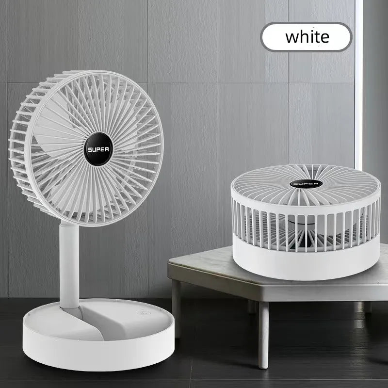 Ventilador de pie portátil de 6 pulgadas | Plegable, telescópico y USB | Batería recargable | 3 velocidades, ultra silencioso y de altura ajustable