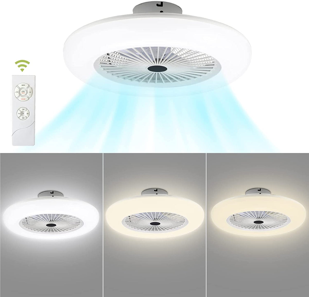 Ventilador de techo con luz de 80 W y mando a distancia
