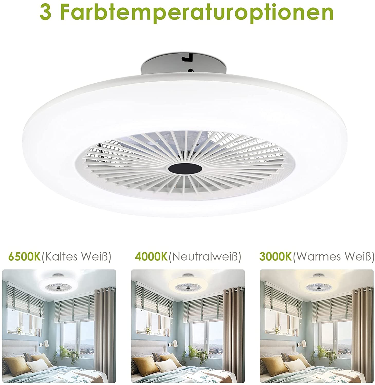 Ventilador de techo con luz de 80 W y mando a distancia