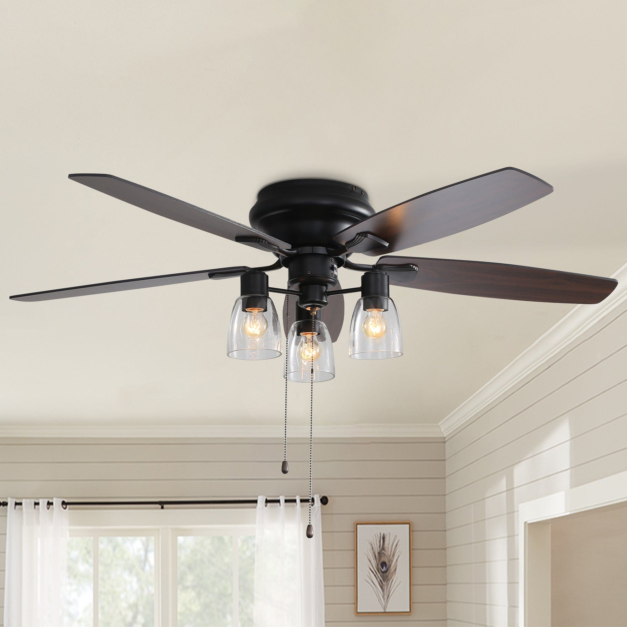 Ventilador de techo de perfil bajo de 52 para ahorrar espacio con luz LED y mando a distancia