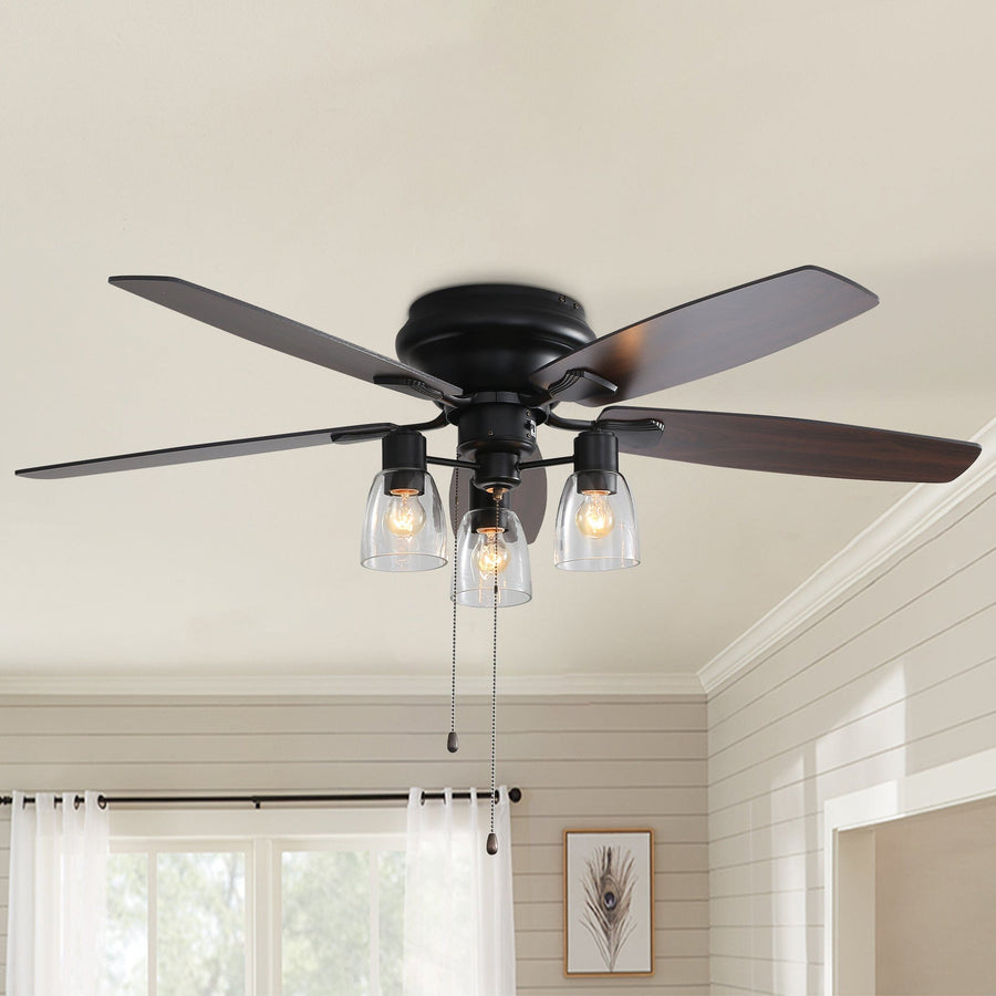 Ventilador de techo de perfil bajo de 52 para ahorrar espacio con luz LED y mando a distancia