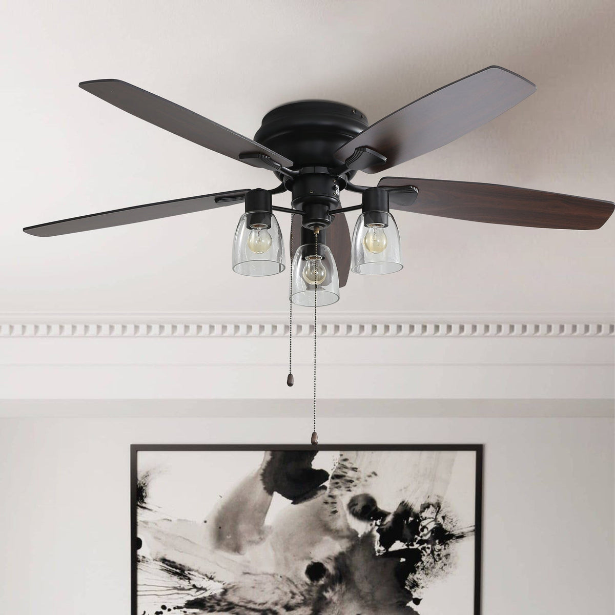 Ventilador de techo de perfil bajo de 52 para ahorrar espacio con luz LED y mando a distancia