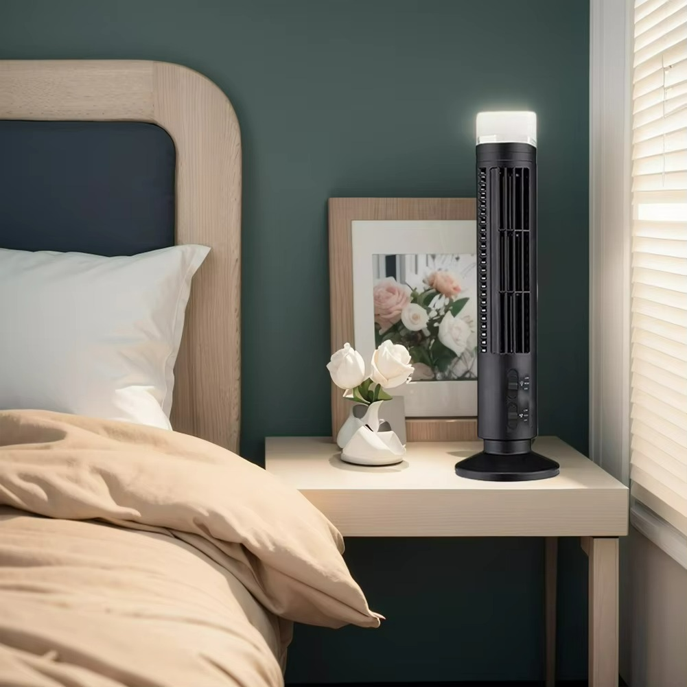 Ventilador de torre compacto con tecnología de brisa silenciosa sin aspas