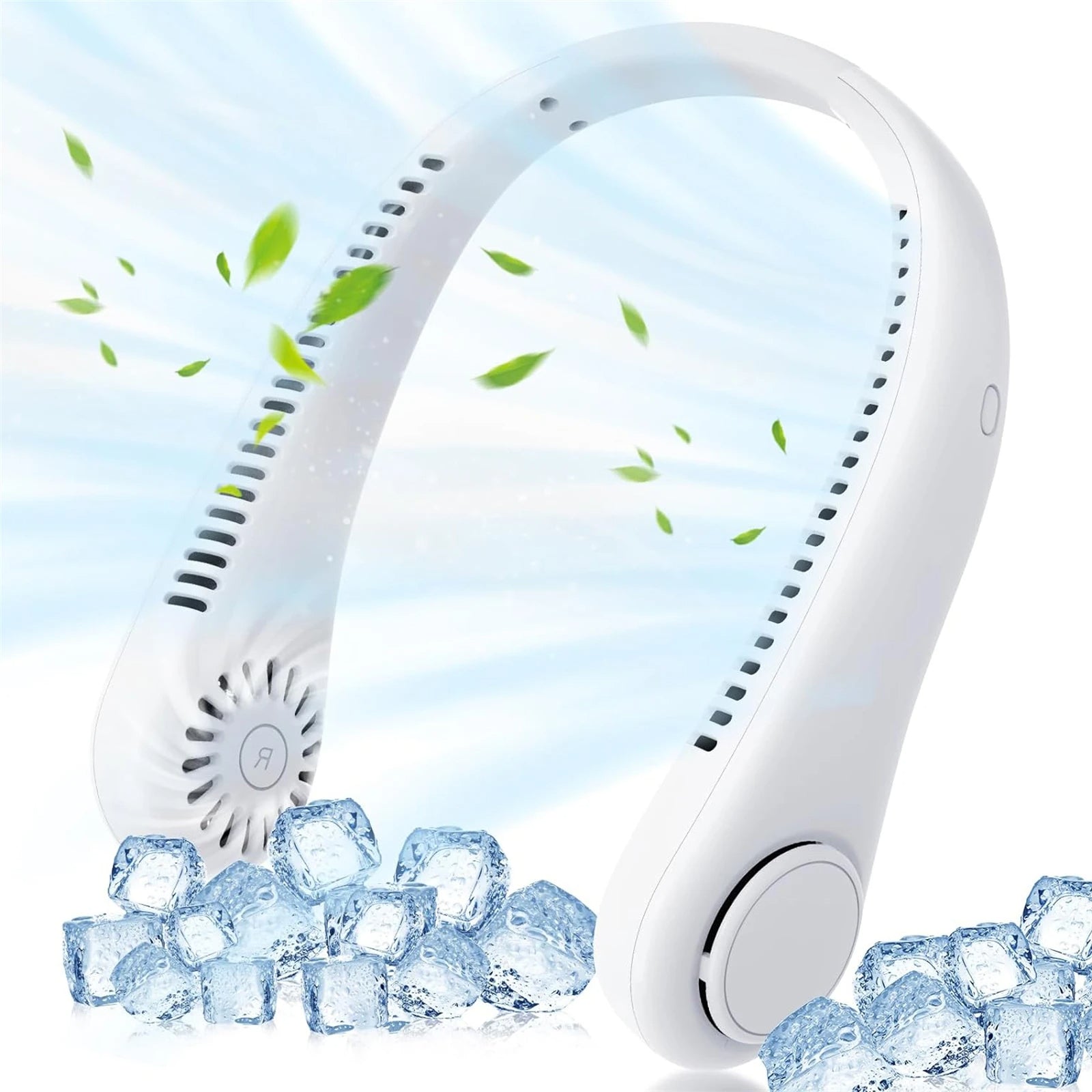 Ventilador portátil de cuello con flujo de aire envolvente de 360°