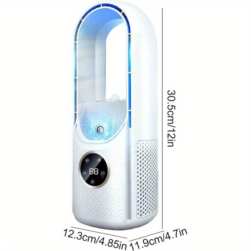 Ventilador portátil sin aspas con luz nocturna: humidificador de 6 velocidades y purificador de aire, enfriador de escritorio USB silencioso para dormitorio y habitaciones