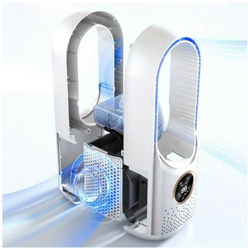 Ventilador portátil sin aspas con luz nocturna: humidificador de 6 velocidades y purificador de aire, enfriador de escritorio USB silencioso para dormitorio y habitaciones