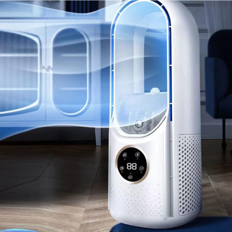 Ventilador portátil sin aspas con luz nocturna: humidificador de 6 velocidades y purificador de aire, enfriador de escritorio USB silencioso para dormitorio y habitaciones