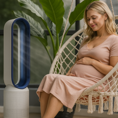 Ventilador portátil sin aspas con purificación de aire y mando a distancia