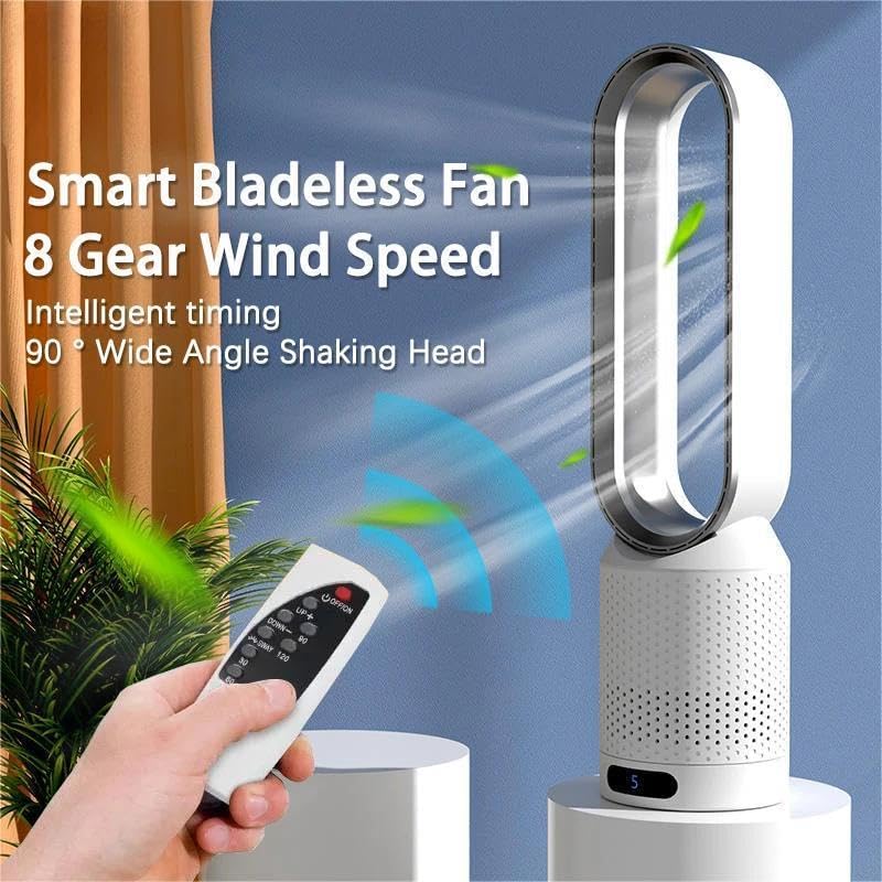 Ventilador portátil sin aspas con purificación de aire y mando a distancia