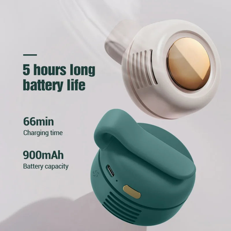 Ventilador sin aspas – Miniventilador portátil recargable por USB con diseño de botón, silencioso para el hogar y viajes al aire libre