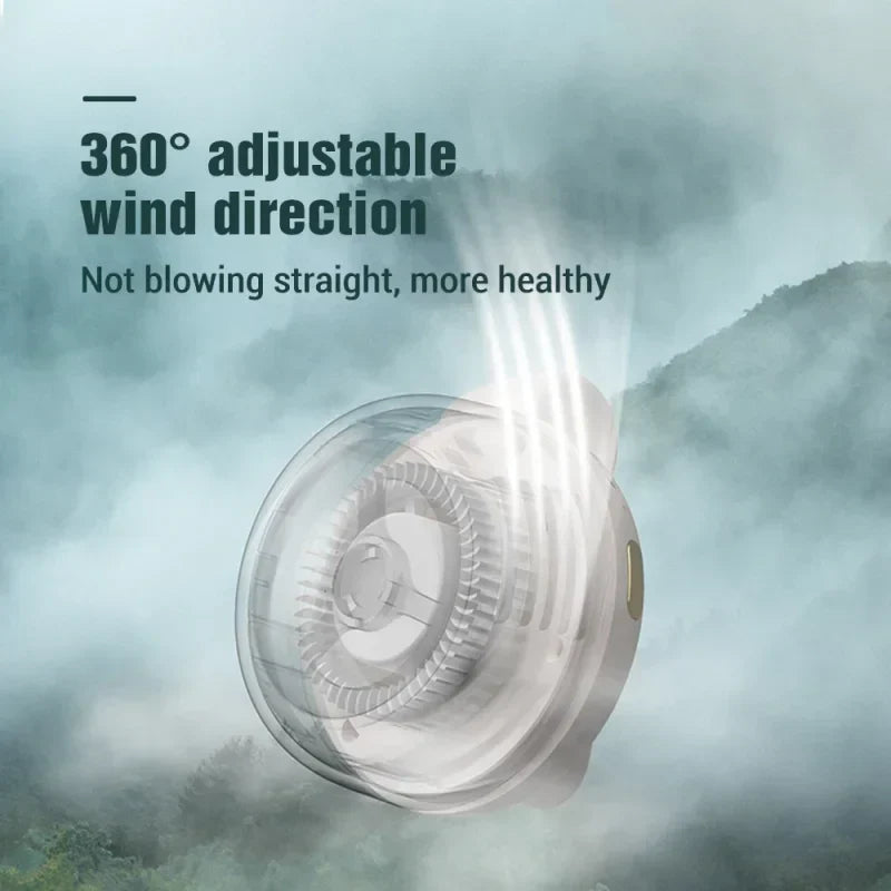 Ventilador sin aspas – Miniventilador portátil recargable por USB con diseño de botón, silencioso para el hogar y viajes al aire libre