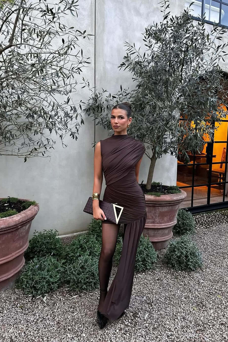 Vestido asimétrico sin mangas maxi para mujer