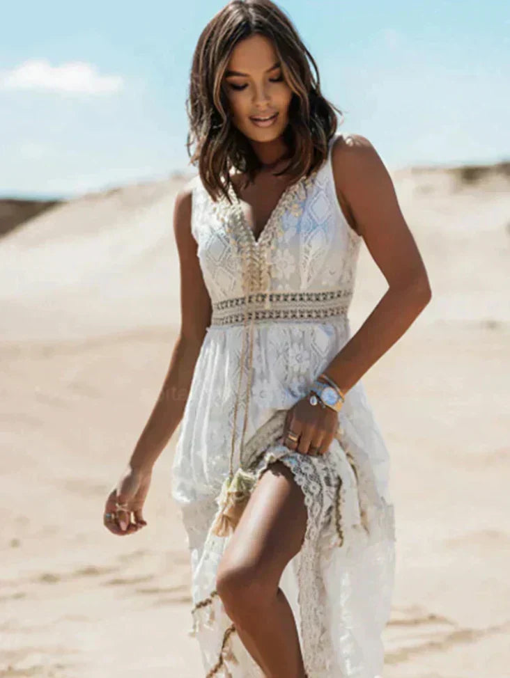 Vestido bohemio con escote en V elegante y de ensueño