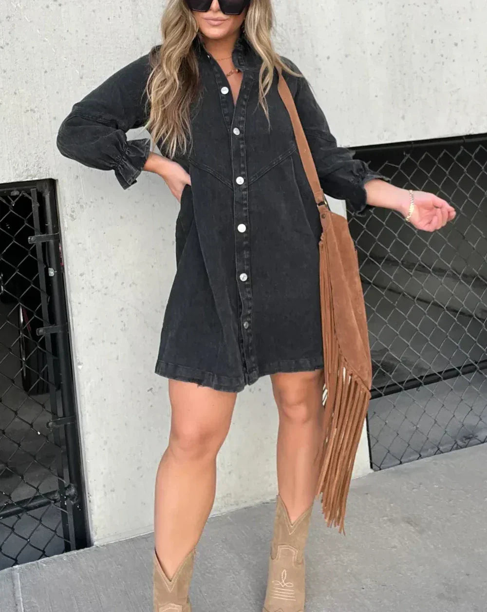 Vestido camisero corto para mujer con botones