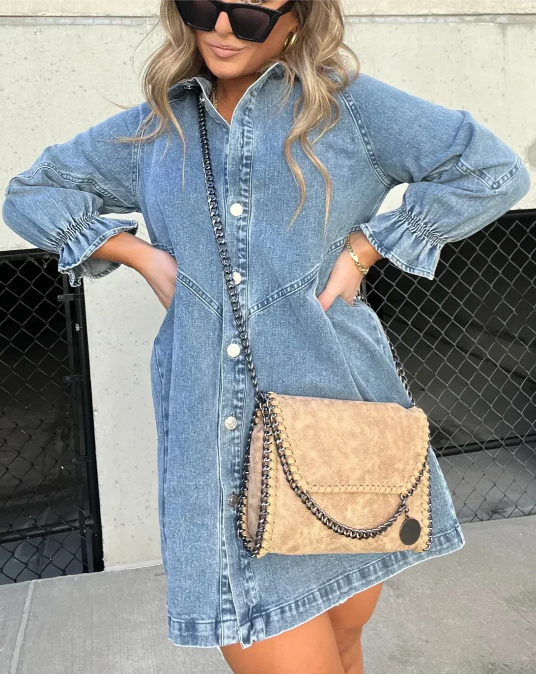 Vestido camisero corto para mujer con botones