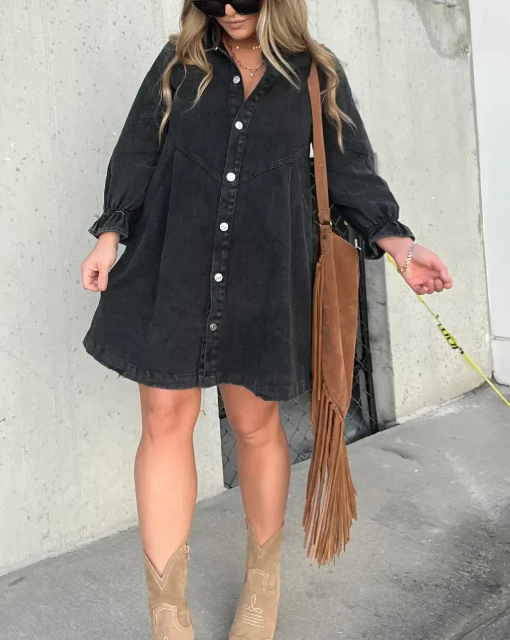 Vestido camisero corto para mujer con botones