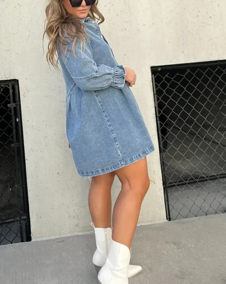 Vestido camisero corto para mujer con botones