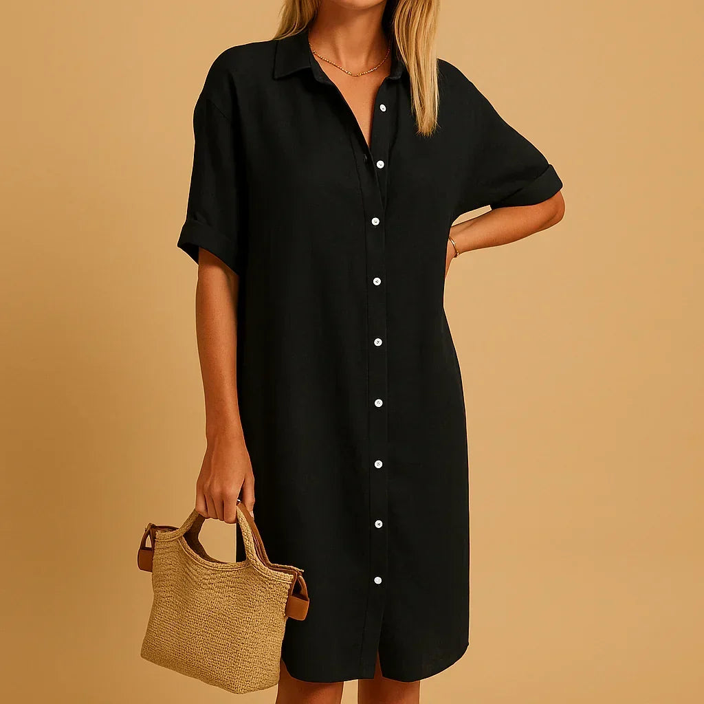 Vestido camisero de corte holgado con botones