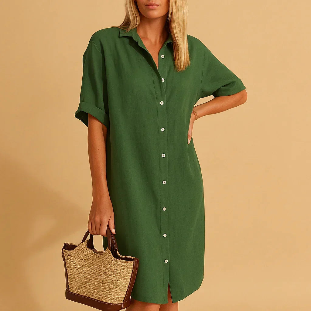 Vestido camisero de corte holgado con botones