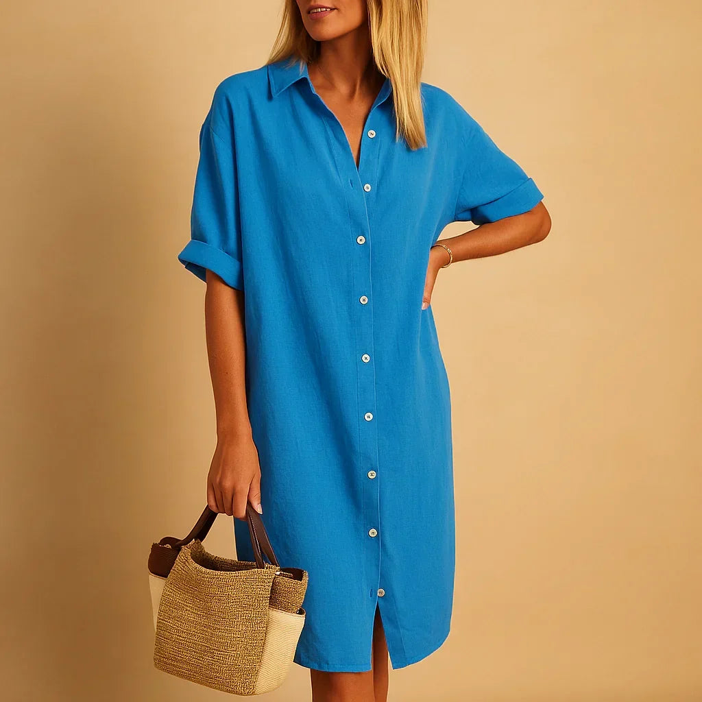 Vestido camisero de corte holgado con botones