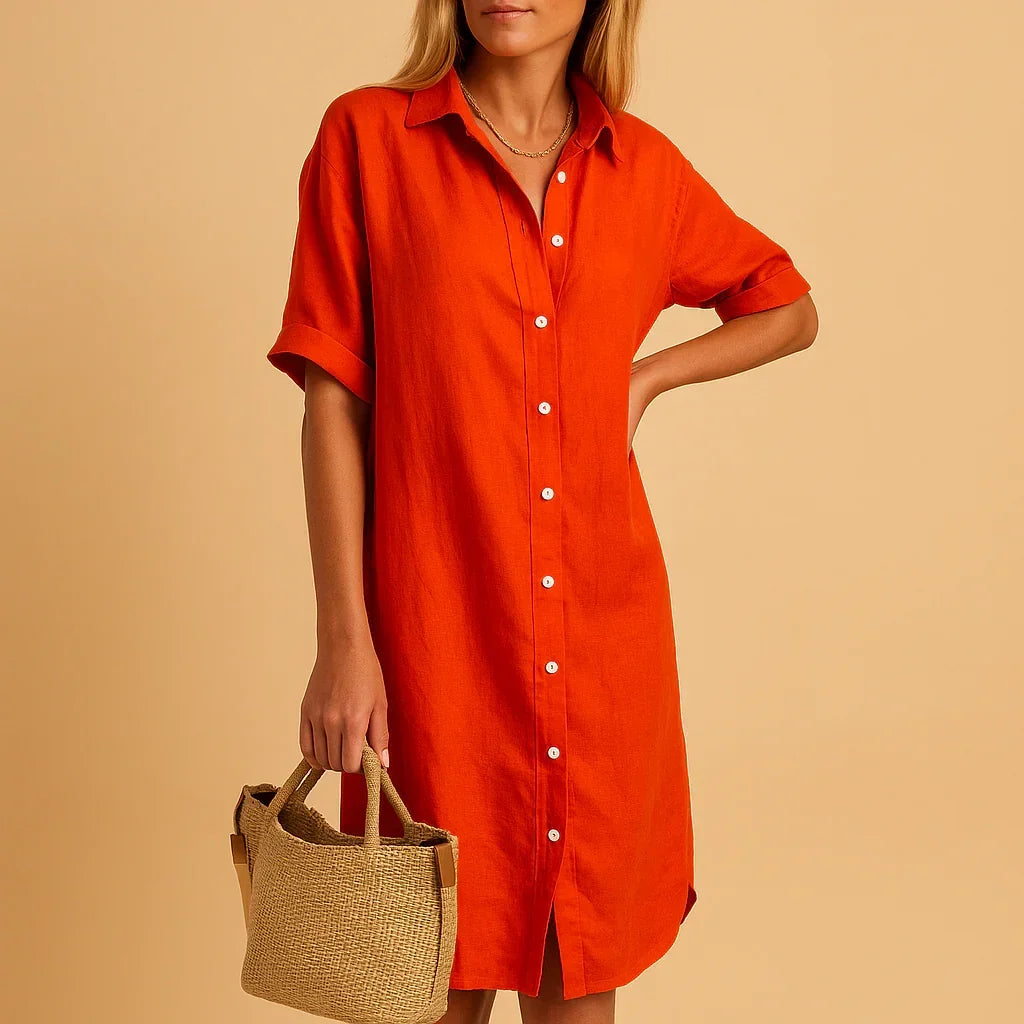 Vestido camisero de corte holgado con botones