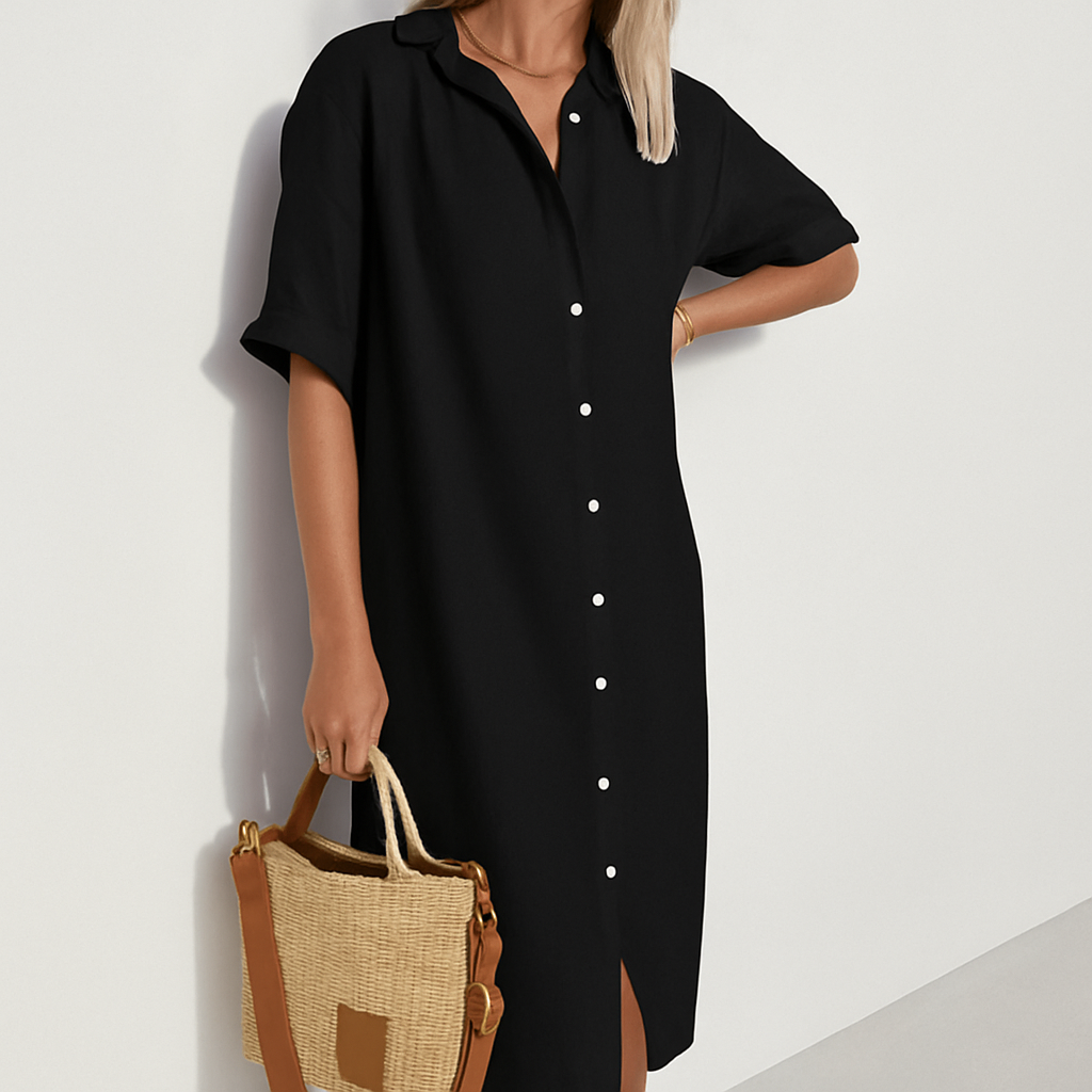 Vestido camisero de lino de corte holgado