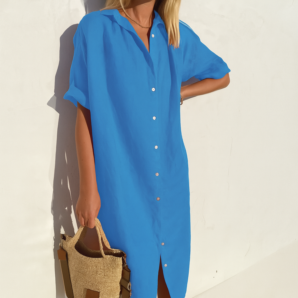 Vestido camisero de lino de corte holgado