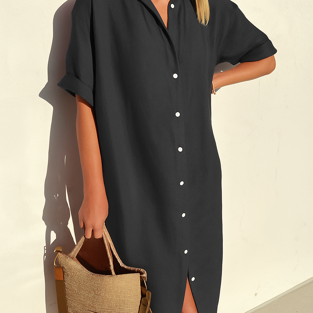 Vestido camisero de lino de corte holgado