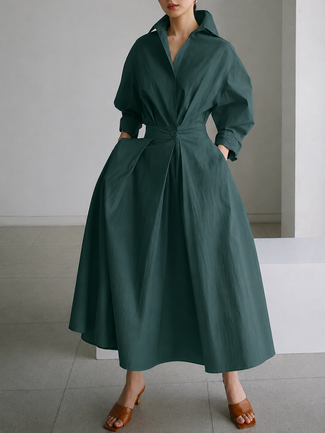 Vestido camisero elegante con botones