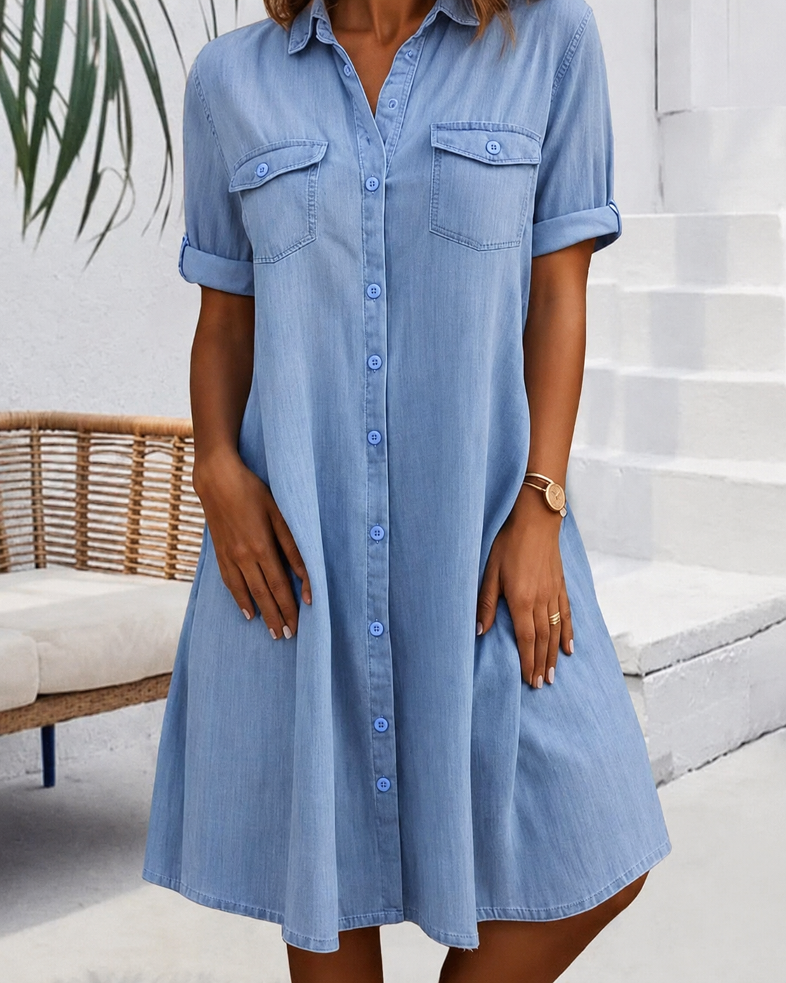Vestido camisero para mujer con cierre de botones