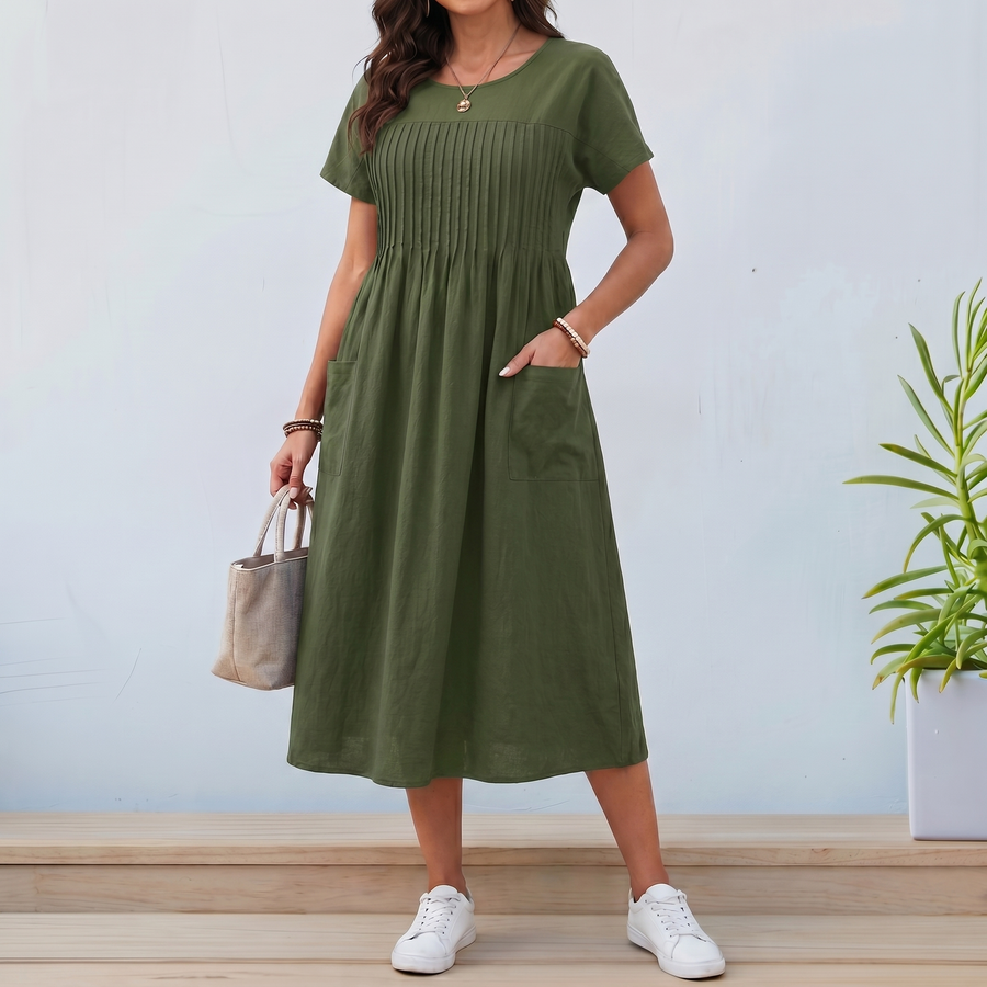 Vestido Casual Transpirable para Mujer | Corte Holgado con Bolsillos | Estilo Casual Chic