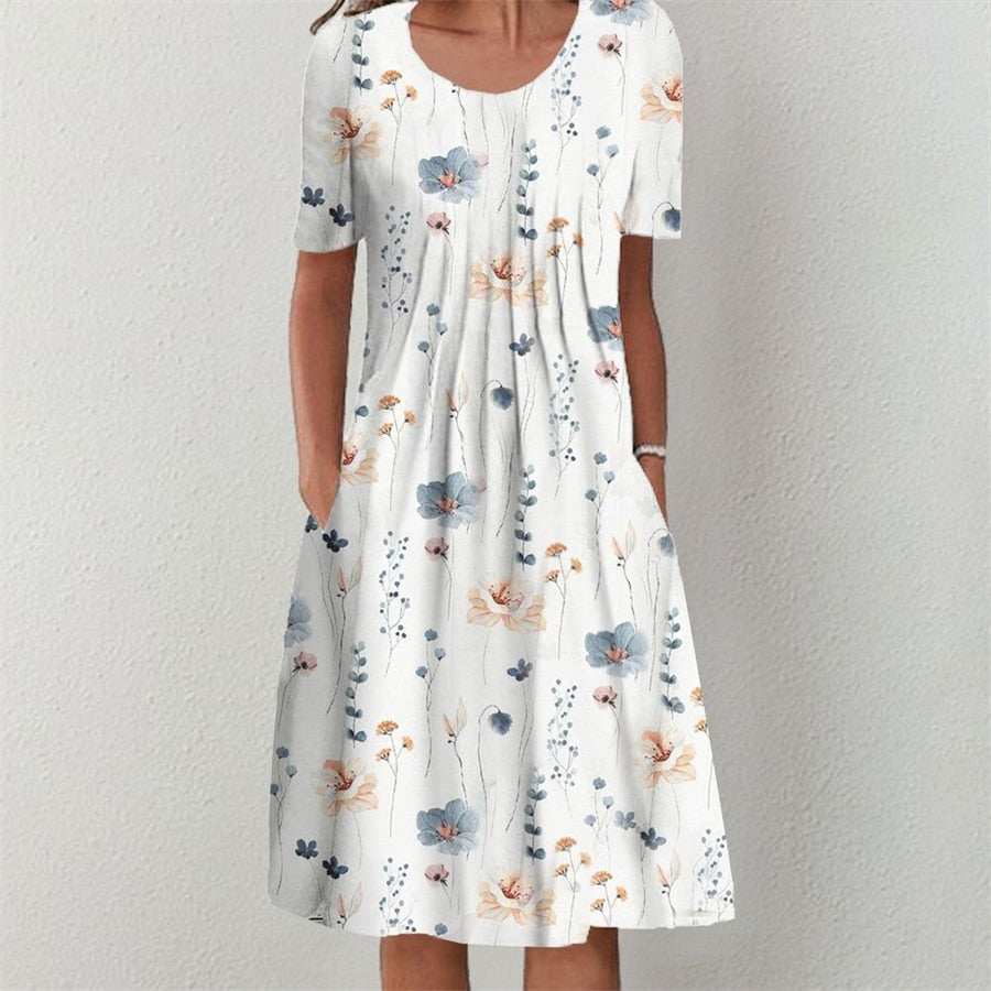 Vestido cómodo con estampado floral estilo boho