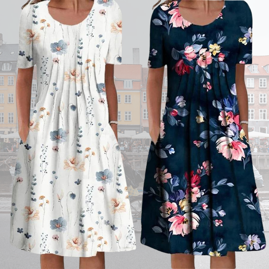 Vestido cómodo con estampado floral estilo boho