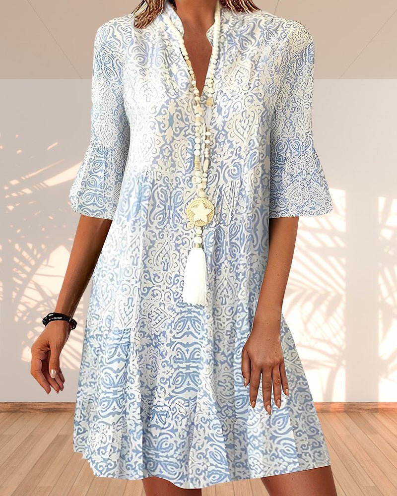 Vestido corto para mujer de corte en A con escote en V