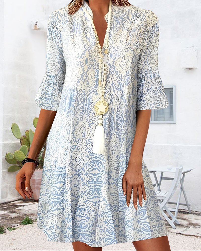 Vestido corto para mujer de corte en A con escote en V