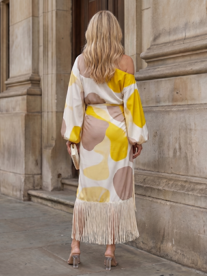 Vestido cruzado asimétrico midi para mujer