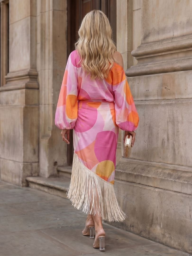 Vestido cruzado asimétrico midi para mujer