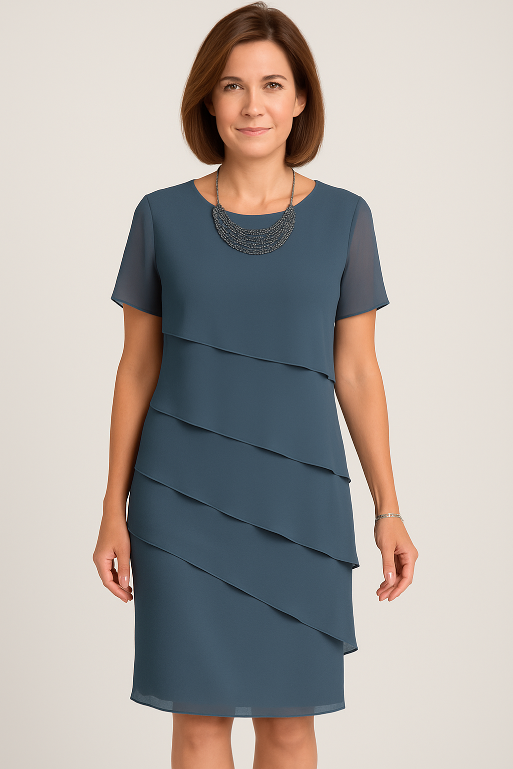 Vestido de fiesta de verano para mujer de corte recto con efecto superpuesto