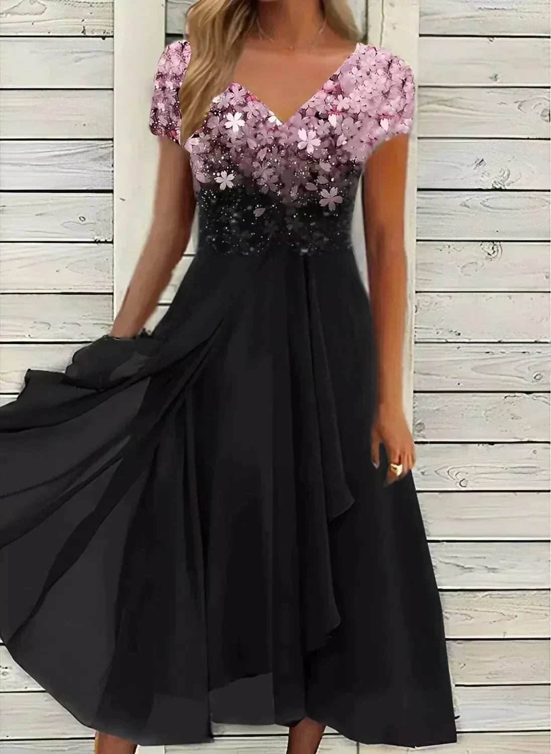 Vestido de fiesta en chifón ligero con caída elegante