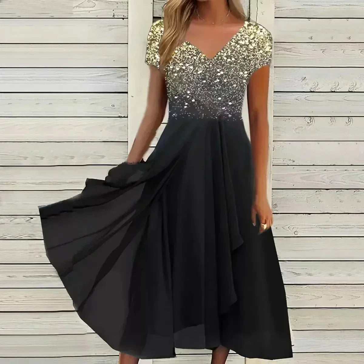 Vestido de fiesta en chifón ligero con caída elegante